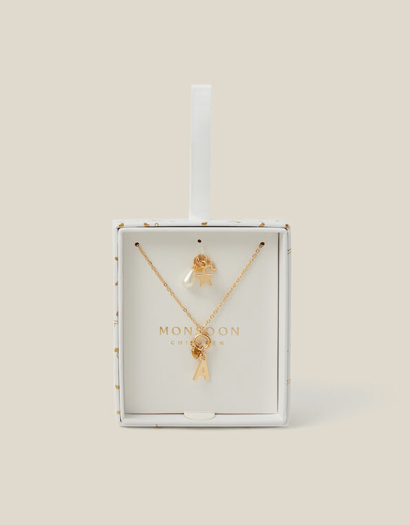 Initial Charm Necklace Set, Gold (GOLD), large