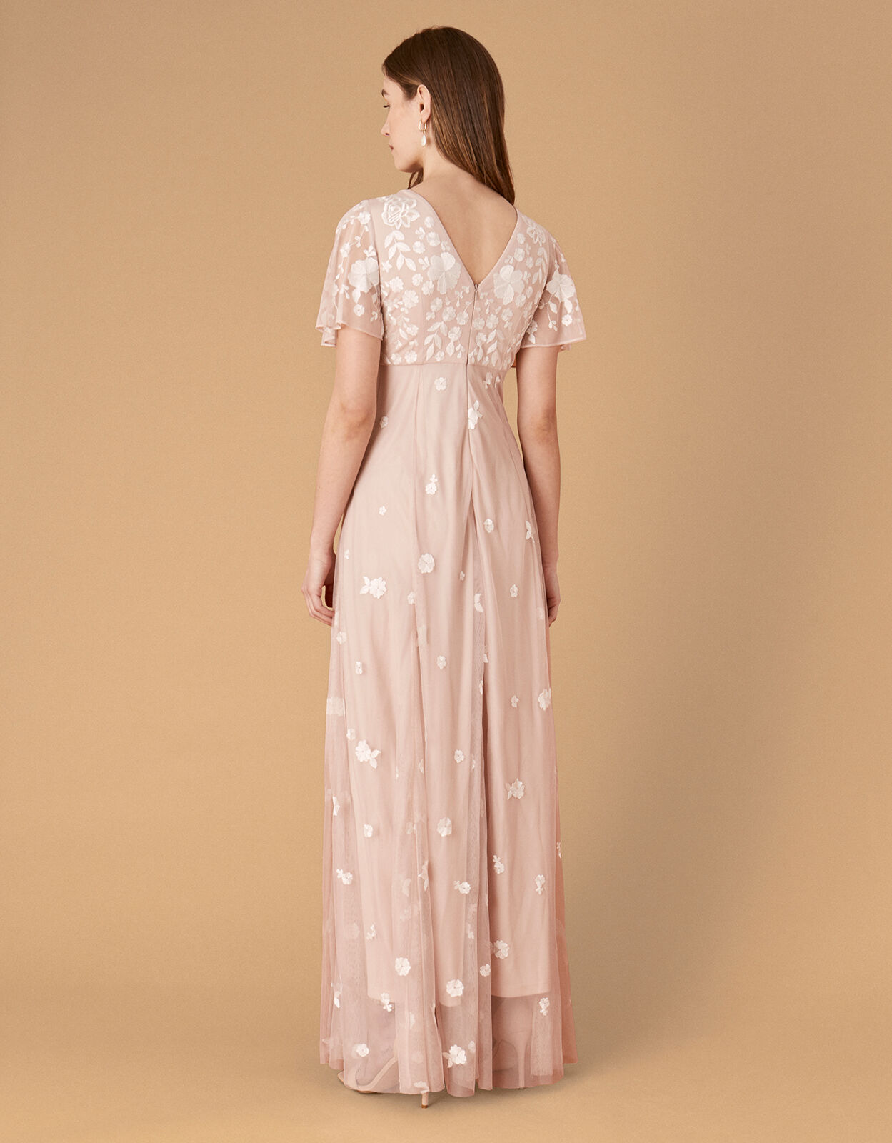 embroidered maxi dress with sleeves
