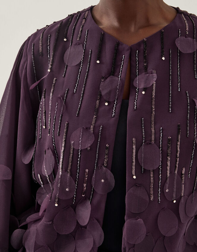 Cassidy Sparkle Appliqué Jacket, Purple (PURPLE), large