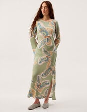 Clemence Aurelie Butterfly Long Sleeve Maxi Dress, Green (SAGE), large
