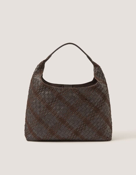 Adele Woven Leather Shoulder Bag, , large