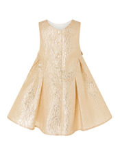 Baby Shimmer Rose Jacquard Dress, Gold (GOLD), large