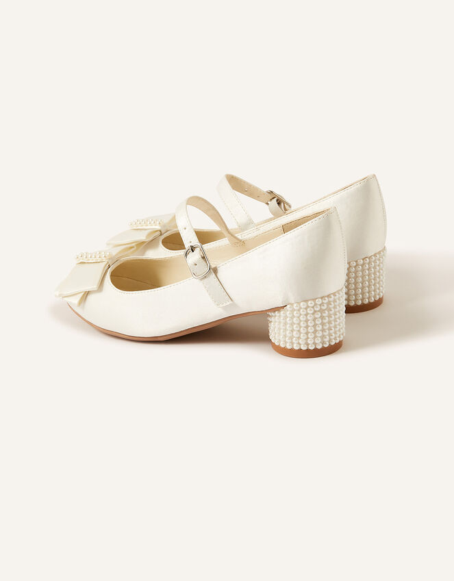 Satin Strap Pearl Heels, Ivory (IVORY), large