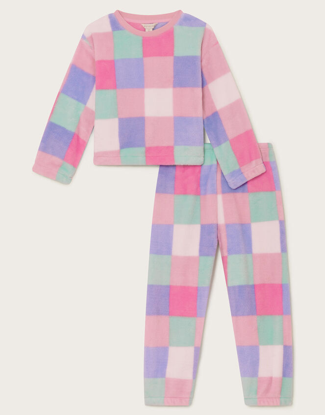 Checkerboard Fleece Sweatshirt and Joggers Set, Multi (MULTI), large