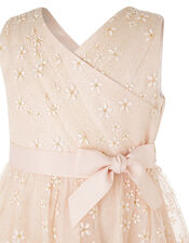 Snowdrop Floral Glitter Hanky Hem Dress, Pink (PINK), large