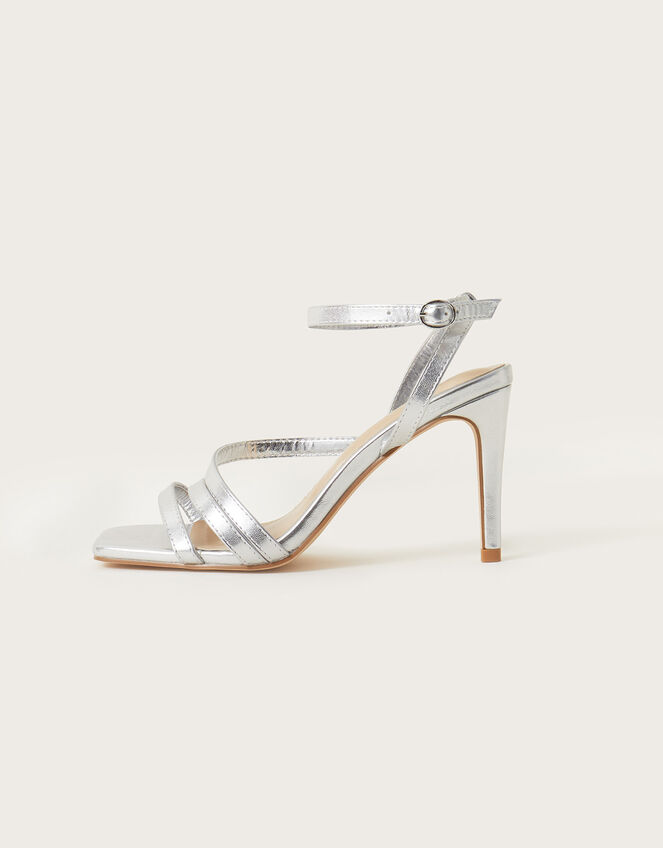 Strappy Square Toe Sandals, Silver (SILVER), large