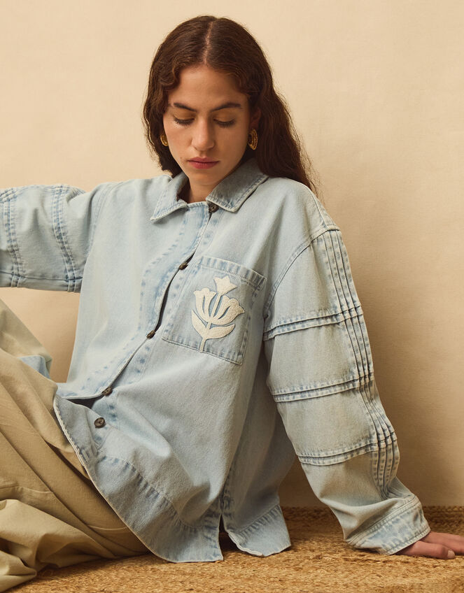 East Selma Embroidered Denim Jacket, Blue (LIGHT BLUE), large
