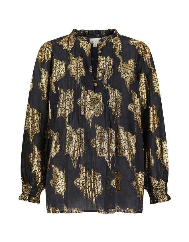East Jacquard Blouse, Black (BLACK), large