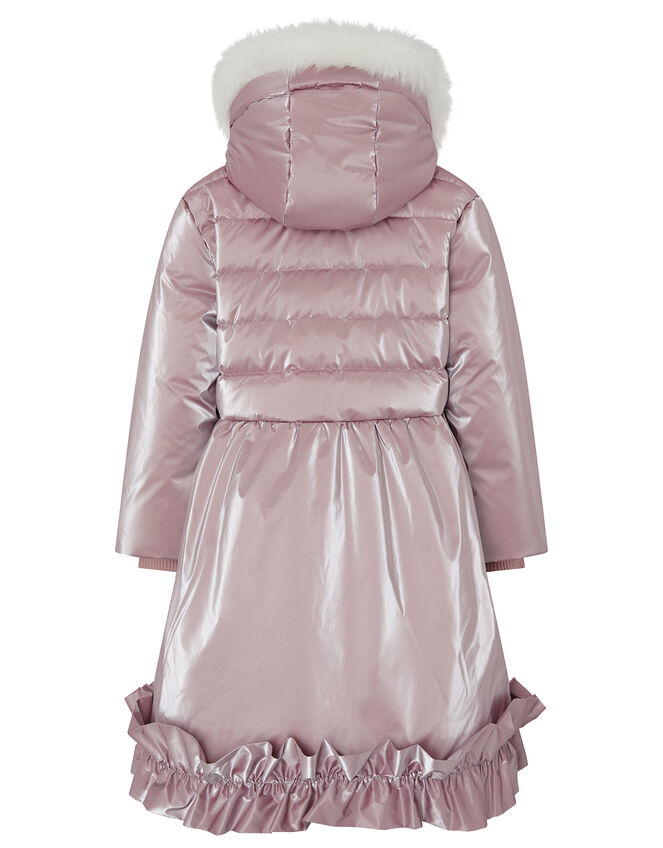 Metallic Frill Hem Padded Coat, Pink (PINK), large