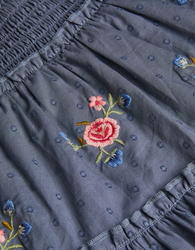 Floral Embroidered Rara Skirt, Blue (BLUE), large