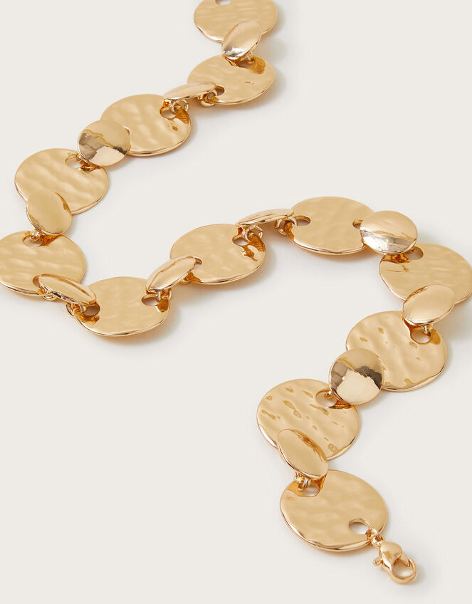 Chunky Hammered Disc Necklace, , large