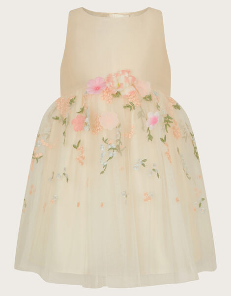 Baby Maggie 3D Floral Dress, Ivory (IVORY), large