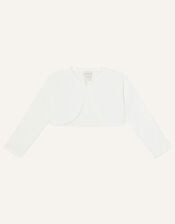Baby Fluffy Collar Super-Soft Cardigan, Ivory (IVORY), large