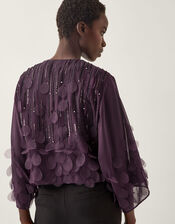 Cassidy Sparkle Appliqué Jacket, Purple (PURPLE), large
