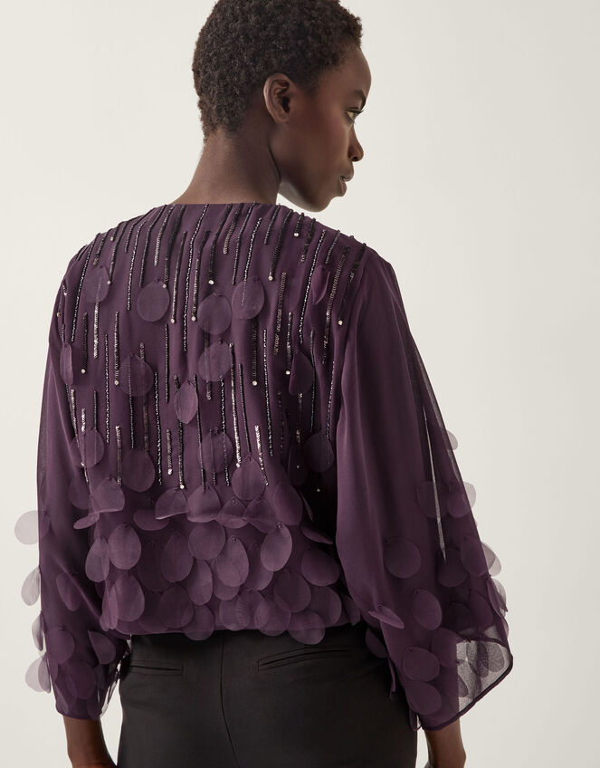 Cassidy Sparkle Appliqué Jacket, Purple (PURPLE), large