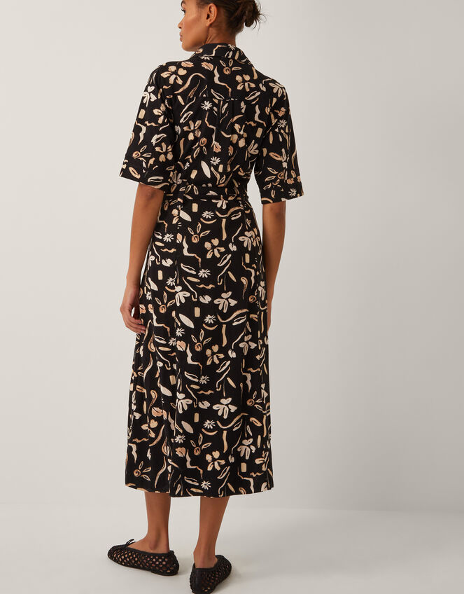 Ulla Floral Print Jersey Dress, Black (BLACK), large