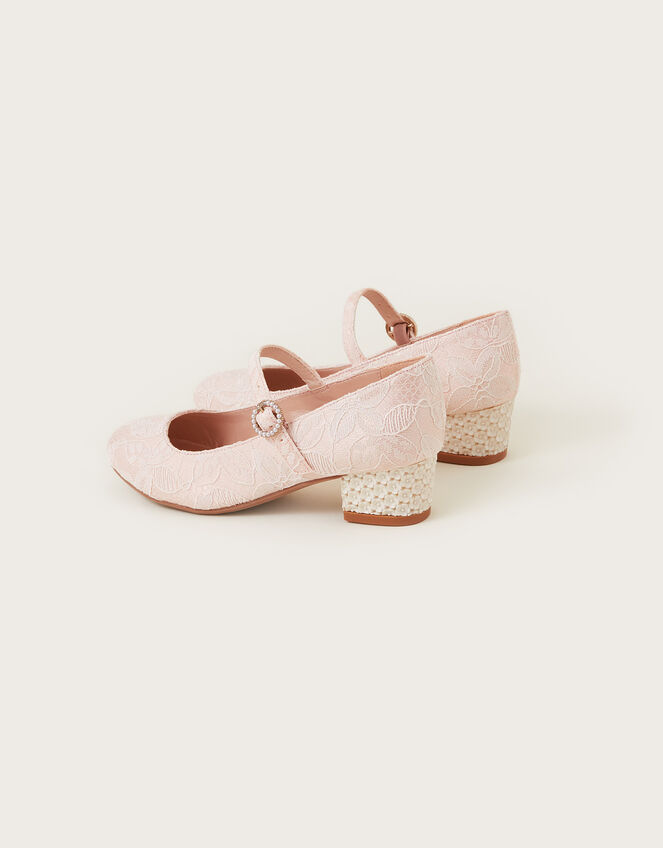 Lace Flower Heels, Pink (PINK), large