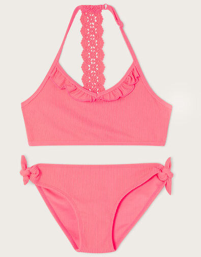 Texture Crochet Bikini Set Orange, Orange (CORAL), large