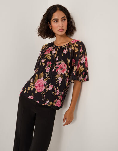 Mariel Floral Print Blouse, Black (BLACK), large