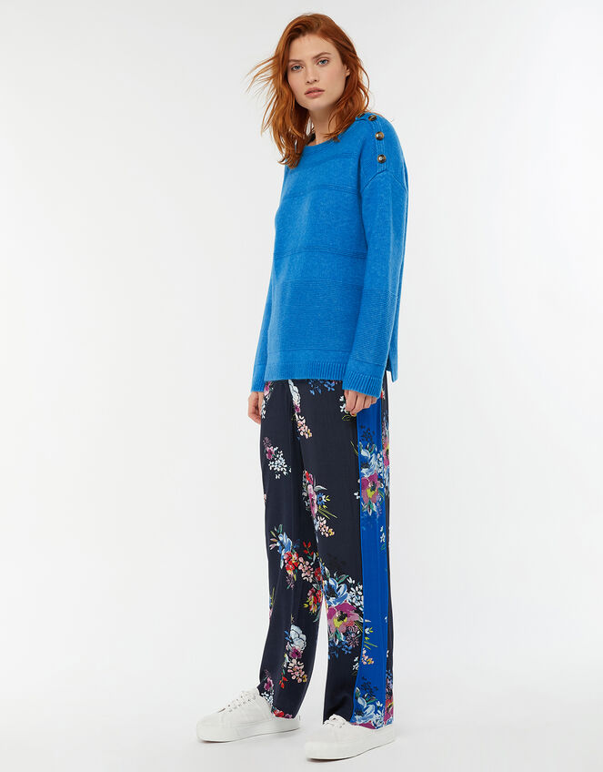 Brooke Button Shoulder Jumper, Blue (BLUE), large