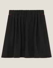 Bow Pointelle Pleated Skirt, Black (BLACK), large