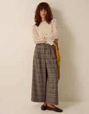 Kristin Check Print Wide Leg Trousers, Brown (BROWN), large