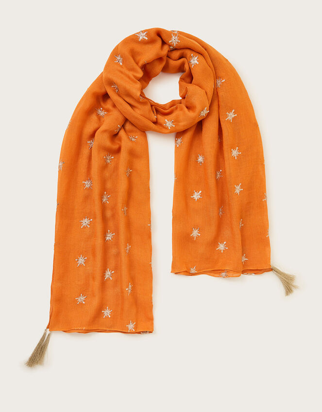 Embellished Lightweight Scarf, Orange (ORANGE), large