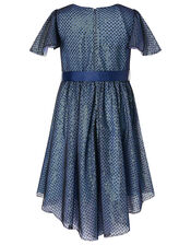 Sequin Flutter Sleeve Dress, Blue (NAVY), large
