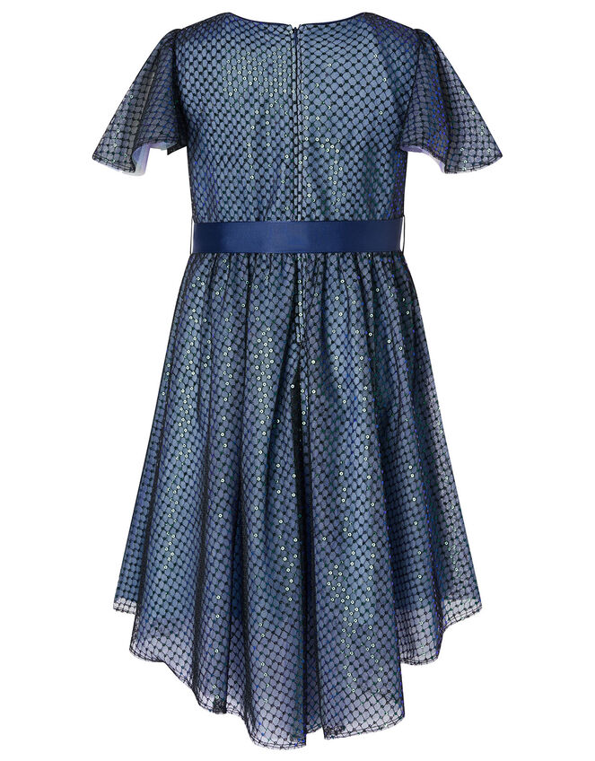 Sequin Flutter Sleeve Dress, Blue (NAVY), large