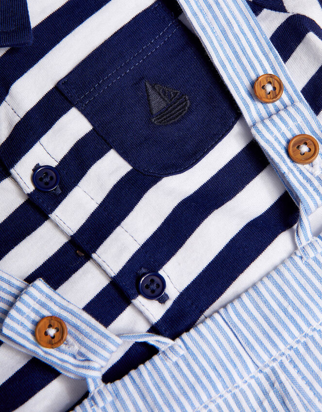 Newborn Sebastian Braces and Polo Shirt Set, Blue (BLUE), large