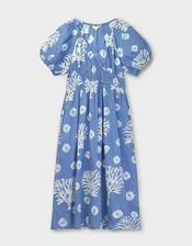 East Lottie Batik Print Midi Dress, Blue (BLUE), large