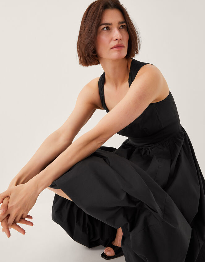 Prim Sleeveless Bubble Hem Midi Dress, Black (BLACK), large