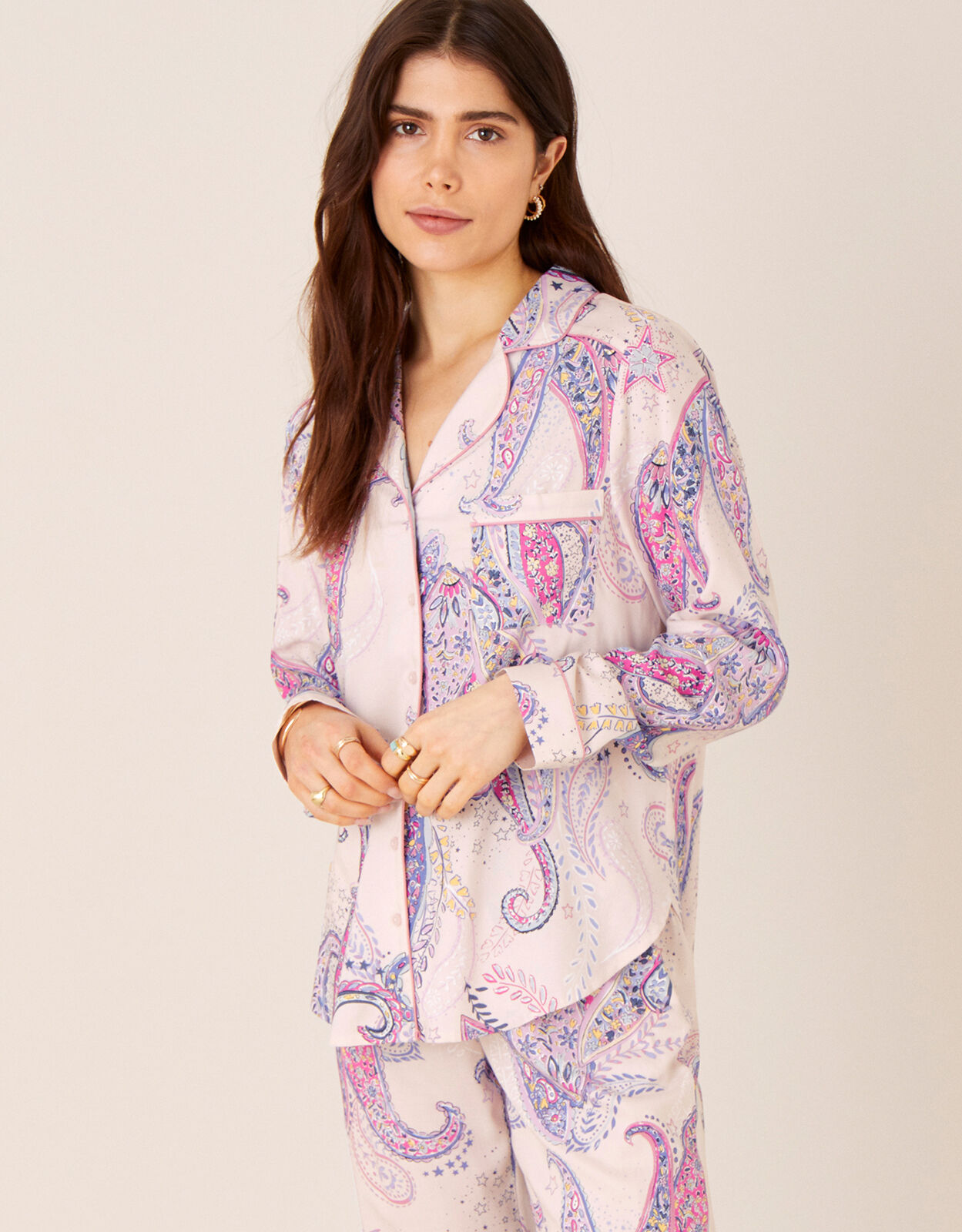 Paisley Print Pyjama Shirt Pink Pyjamas Monsoon ROI