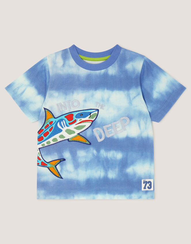 Shark Tie Dye T-Shirt, Blue (BLUE), large