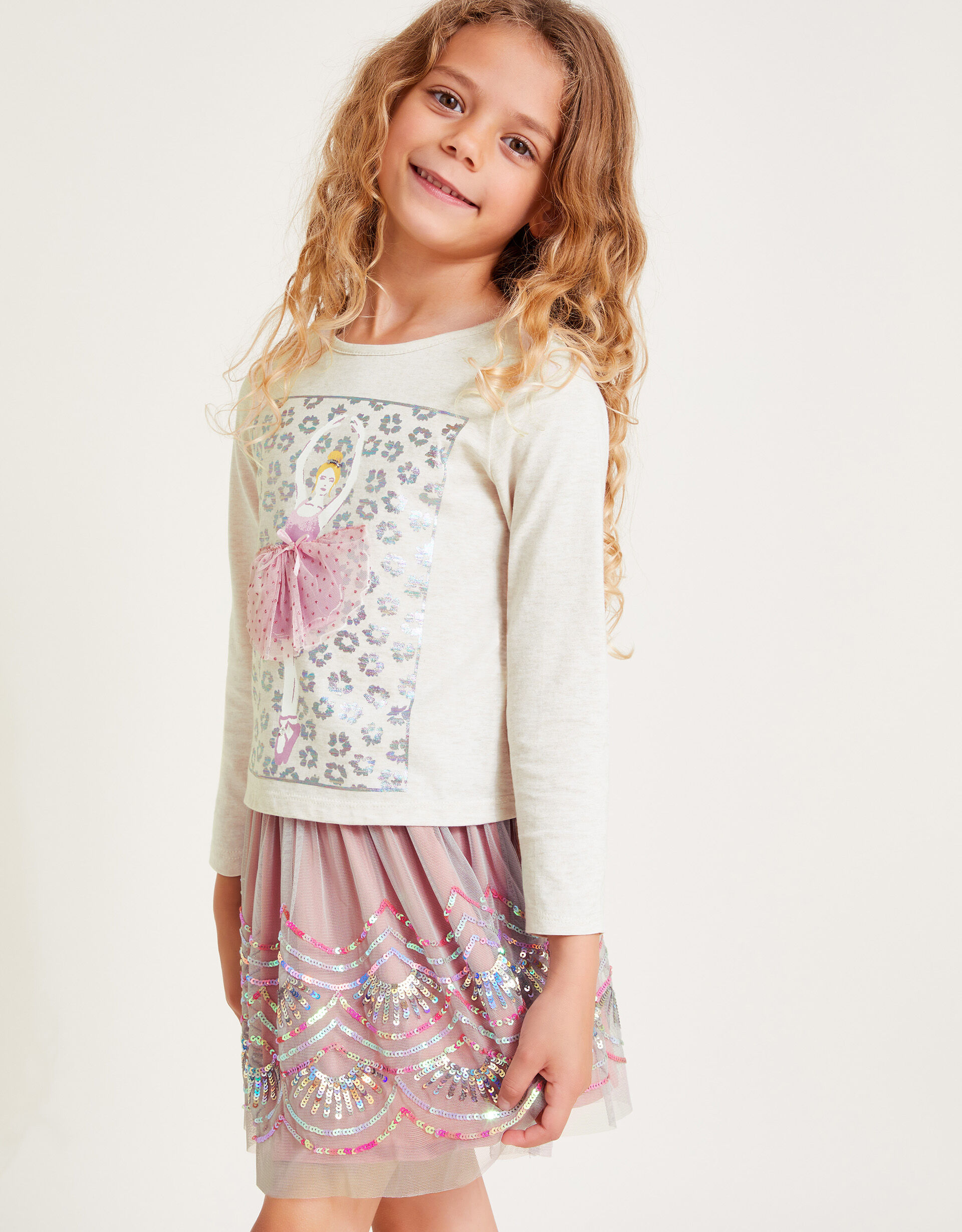 Ballerina Top and Sequin Skirt Set Pink