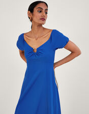 Katie Ring Detail Bardot Dress, Blue (COBALT), large