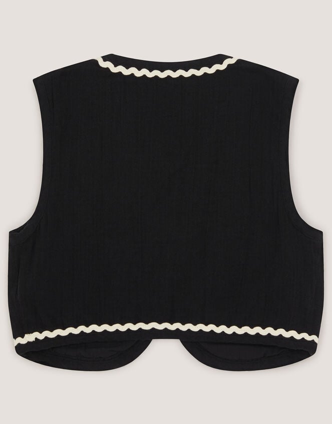 Floral Embroidered Waistcoat, Black (BLACK), large