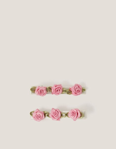 2-Pack Satin Rose Hair Clips, , large