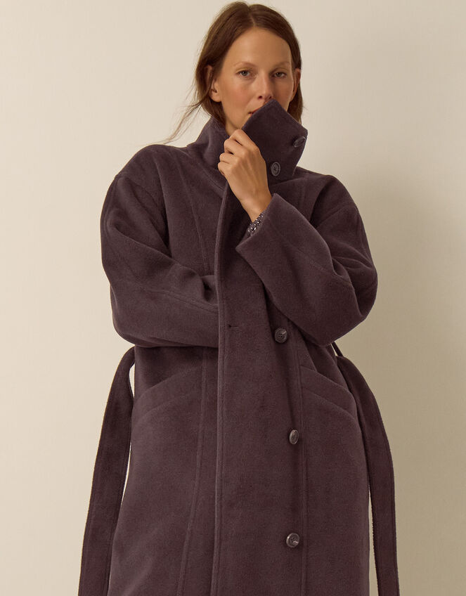 Millie Funnel Neck Belted Coat, Mink (MINK), large