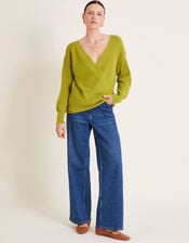 Wiley Wrap Sweater, Green (GREEN), large
