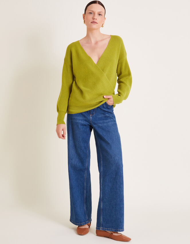 Wiley Wrap Sweater, Green (GREEN), large