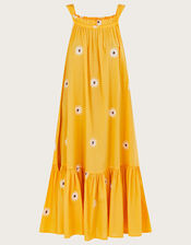Sunflower Embroidered Halter Midi Dress, Yellow (YELLOW), large