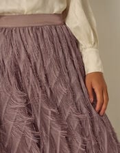 Fayana Fringe A-Line Midi Skirt, Mink (MINK), large