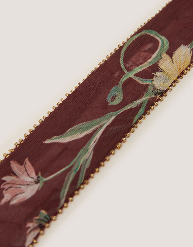 Ida Floral Embellished Skinny Scarf, , large
