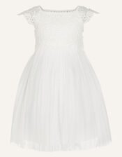 Baby Estella Lace Bodice Occasion Dress, Ivory (IVORY), large