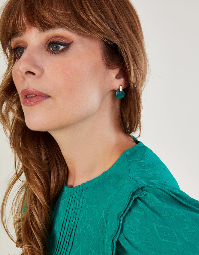 Emerald Resin Stud Earrings Set of Three, , large