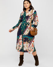 Pearly Queen Printed Shirt Dress, Teal (TEAL), large