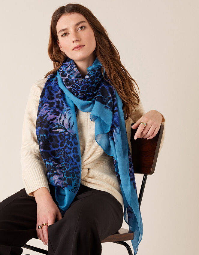 Animal Print Border Scarf, , large