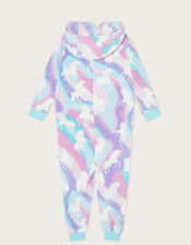 Super-Soft Marble Unicorn Sleepsuit in Recycled Polyester, Blue (AQUA), large