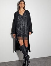 Sylvia Embellished Fringe Dress, Black (BLACK), large